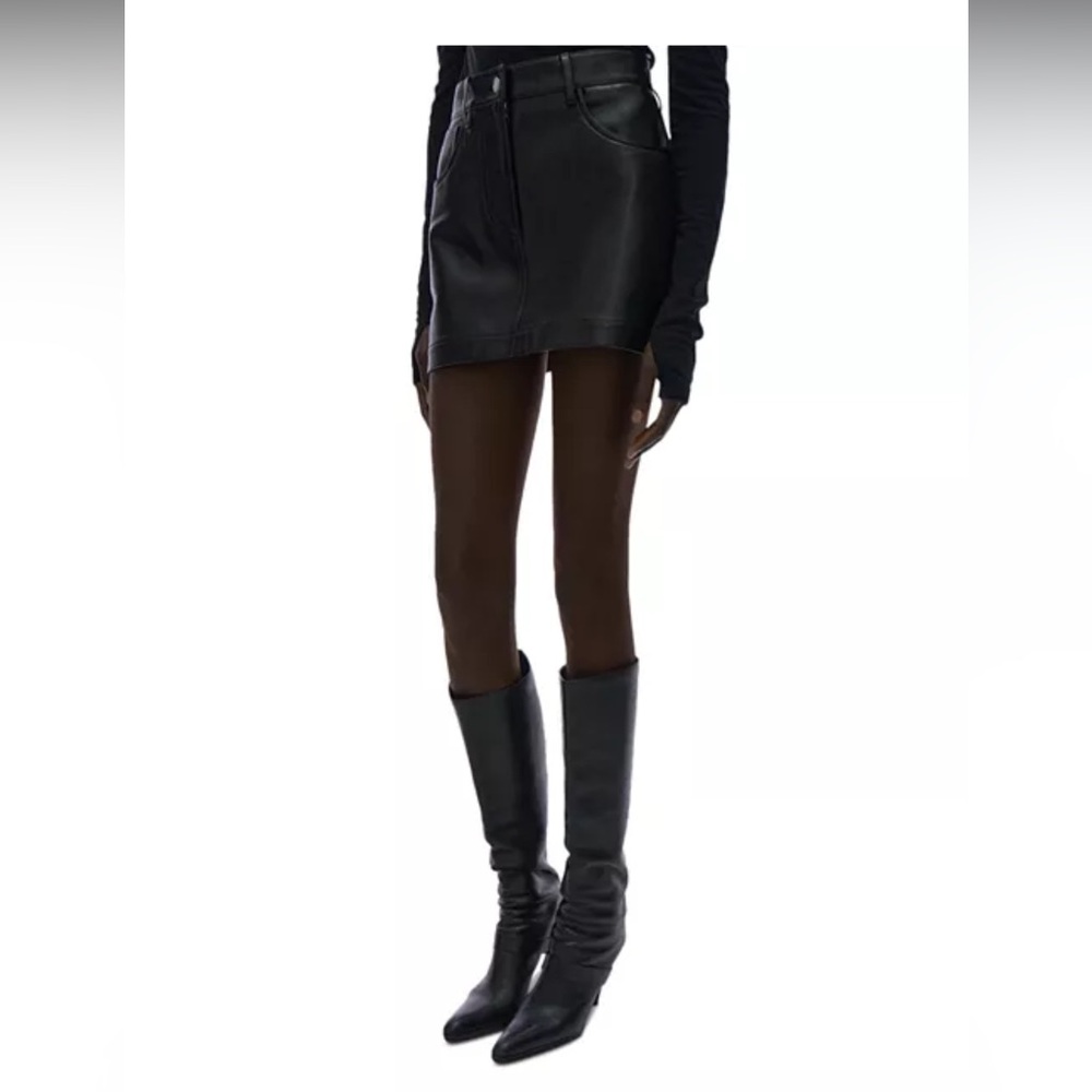 Helmut Lang Black Leather 5-Pocket Mini Skirt